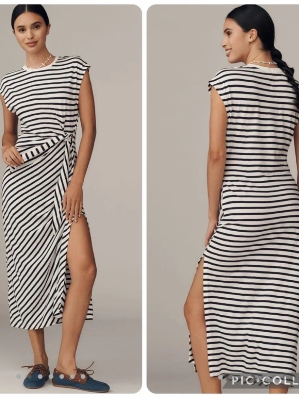 Anthropologie Daily Practice Tiebreaker XS Muscle-Sleeve Striped Maxi Dress